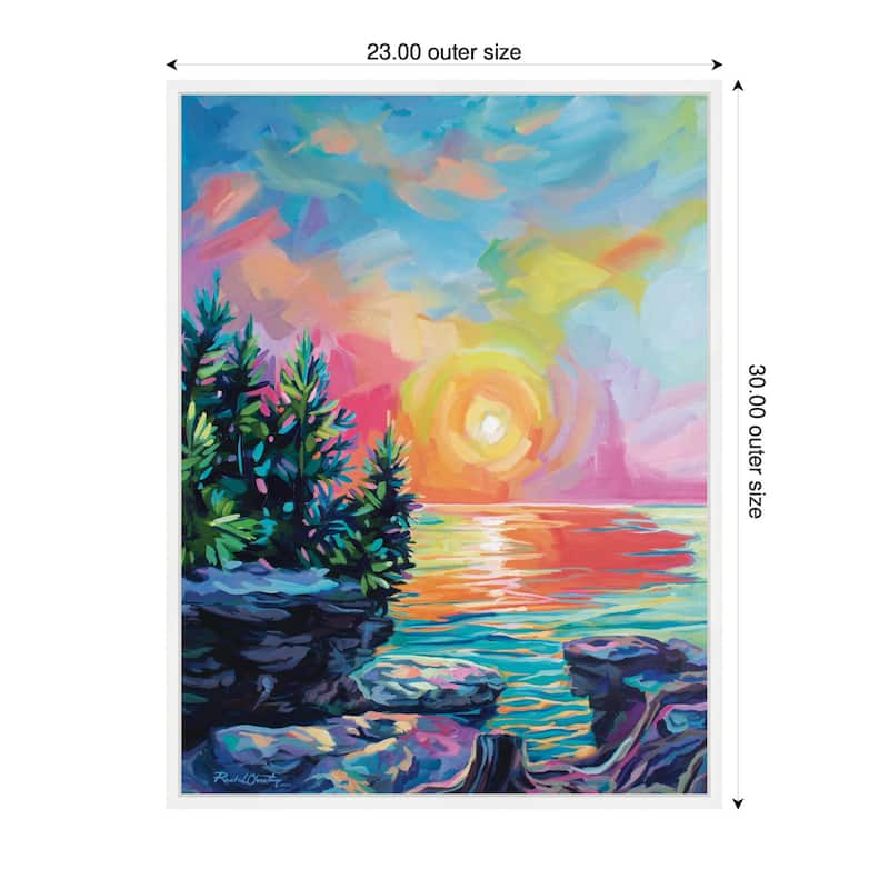 Kate and Laurel Sylvie Tangerine Sunrise Framed Canvas by Rachel Christopoulos