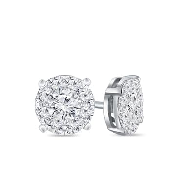 Auriya 14k Gold 1/2ctw Round Pave Diamond Stud Earrings (H-I, I1-I2)