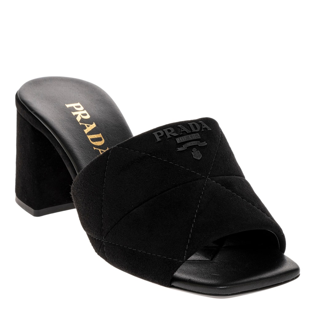 Prada Quilted Suede Heeled Sandal