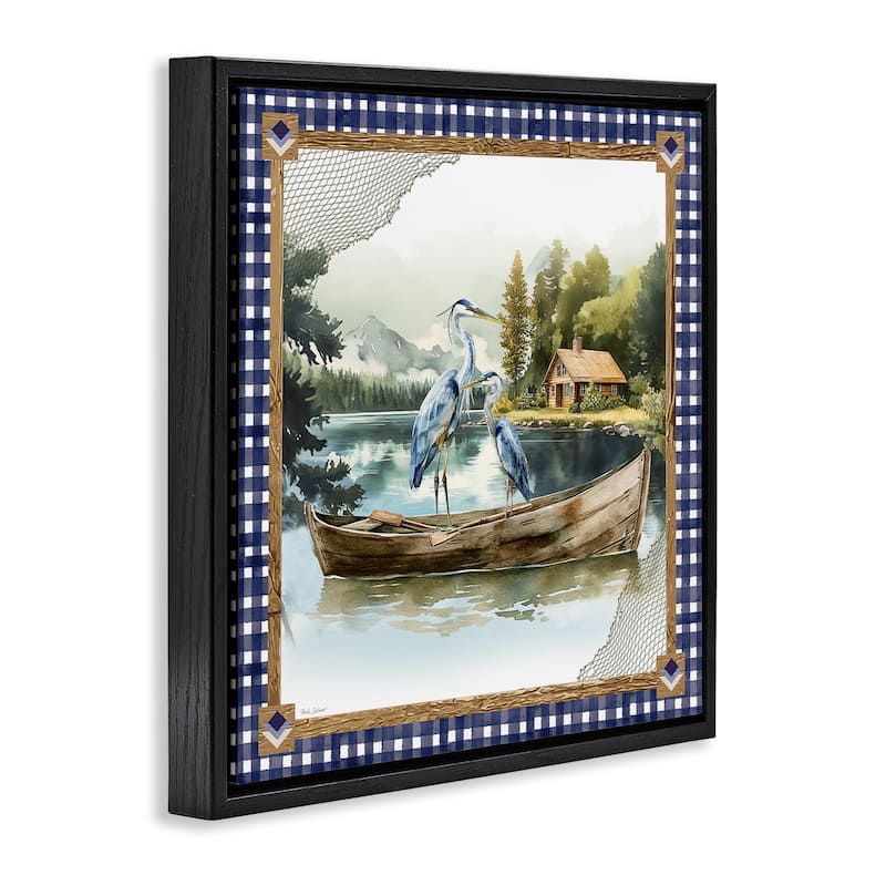 Stupell Herons on Boat with Tartan Framed Floater Canvas Wall Art Design By Nicole DeCamp