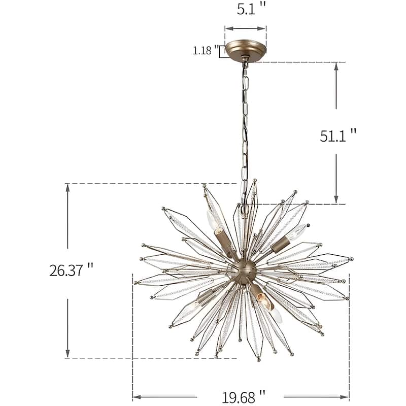 6 Light Orbital Satellite Carbon Sputnik Chandelier