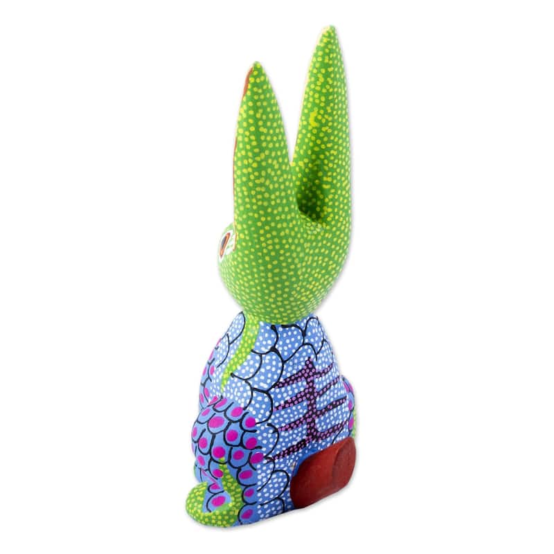 Novica Handmade Colorful Bunny Wood Alebrije Figurine