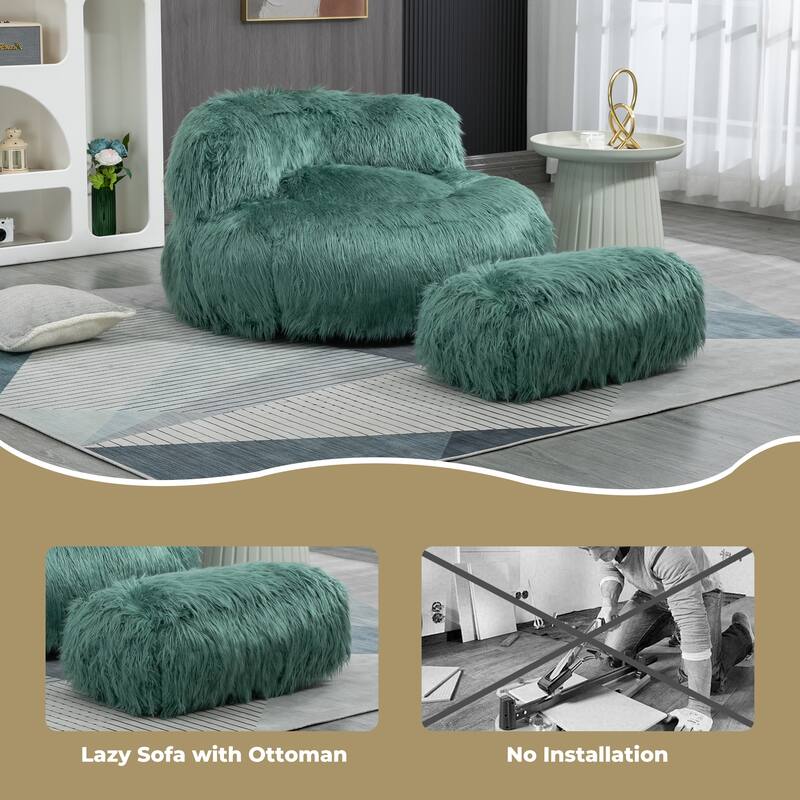 Bean Bag Chair,Floor Sofa with Handle,Accent Sofa Chair with Ottoman for Gaming Reading Relaxing