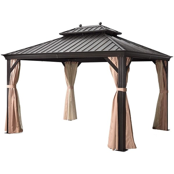Shop Outdoor Galvanized Steel Hardtop Double Top Permanent ... Shop Outdoor Galvanized Steel Hardtop Double Top Permanent ... on Safavieh Outdoor Living Horus Dining Set id=27129