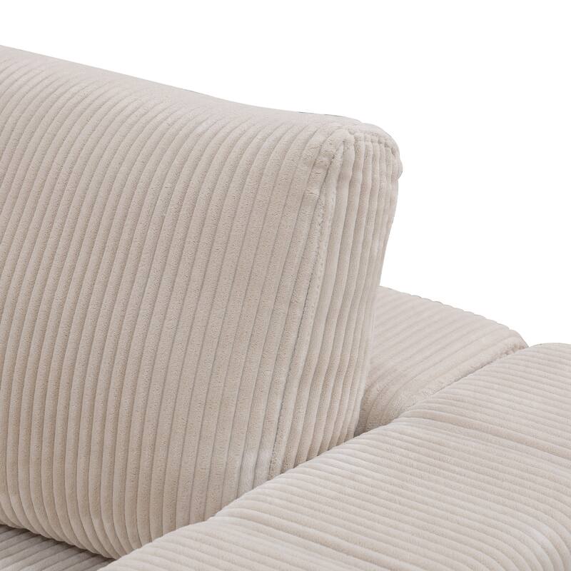 104'' Modern 5 Seaters Corduroy Sectional Sofa with 2 Ottomans, U-Shaped Modular Couch