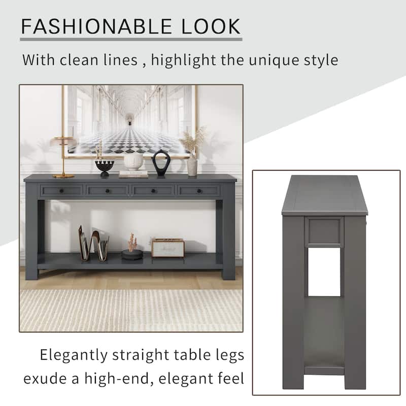 Console Table/Sofa Table with Storage Drawers and Bottom Shelf for Entryway Hallway