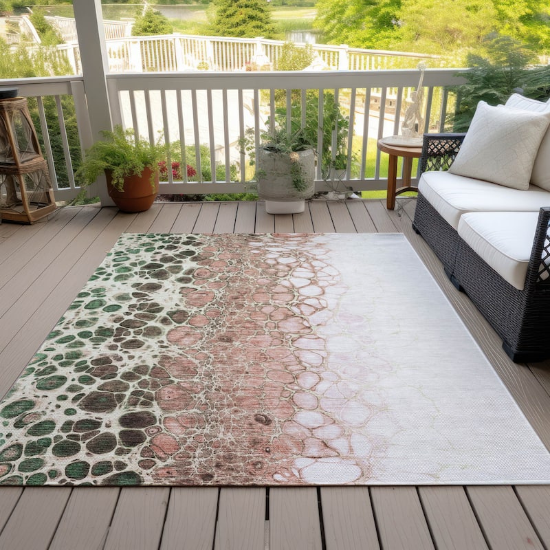 Machine Washable Indoor/ Outdoor Chantille Abstract Cobblestone Rug