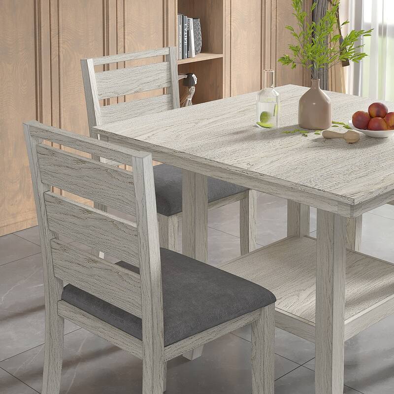 VECELO 47" Square Dining Table Set, Modern Dining Table and Chairs Set for 4-6 Person
