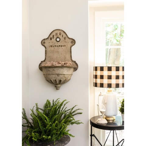 Reproduction of Vintage Iron Wall Water Fountain - Grey