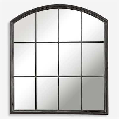 39.75" Black Uttermost Lyda Aged Arch Wall Mirror