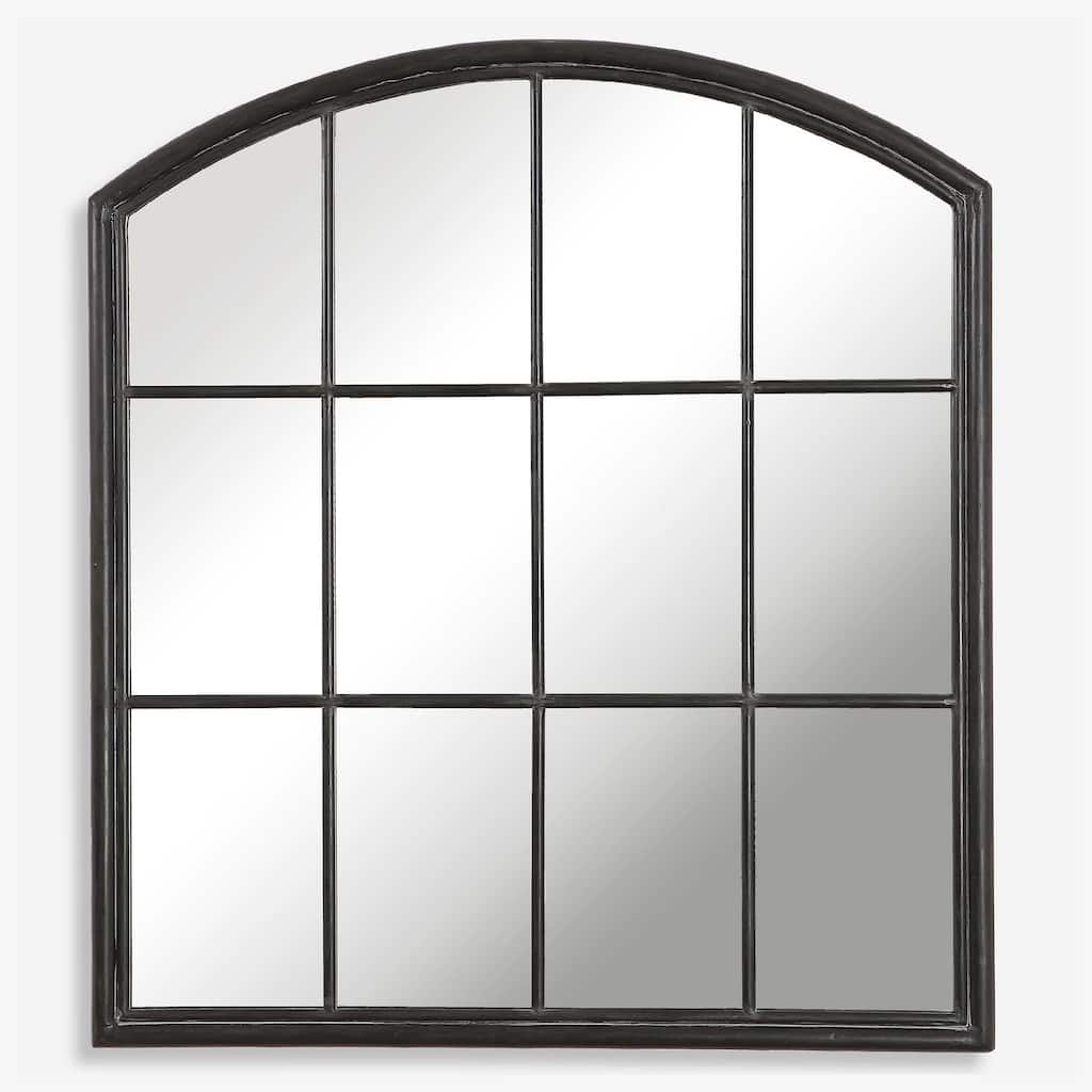 39.75" Black Uttermost Lyda Aged Arch Wall Mirror