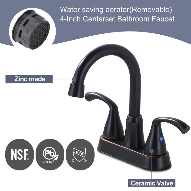 WOWOW 4 in. Centerset 2-Handles Deck Mount Bathroom Faucet