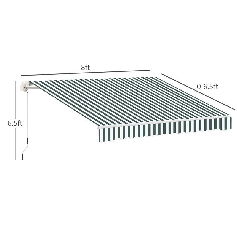 Outsunny 8' x 6.6' Patio Retractable Awning/Manual Exterior Sun Shade Deck Window Cover