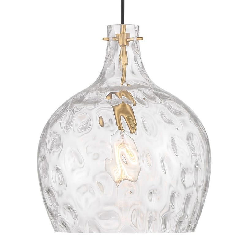 Bellevue SHP75279 13" Wide Pendant with Clear Hammered Glass Shade - Natural Brass
