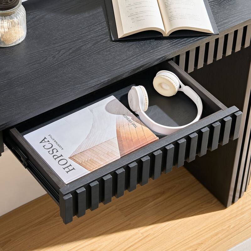 59.05''Console Table With Drawer For Entryway With Unique Vertical Stripe Design