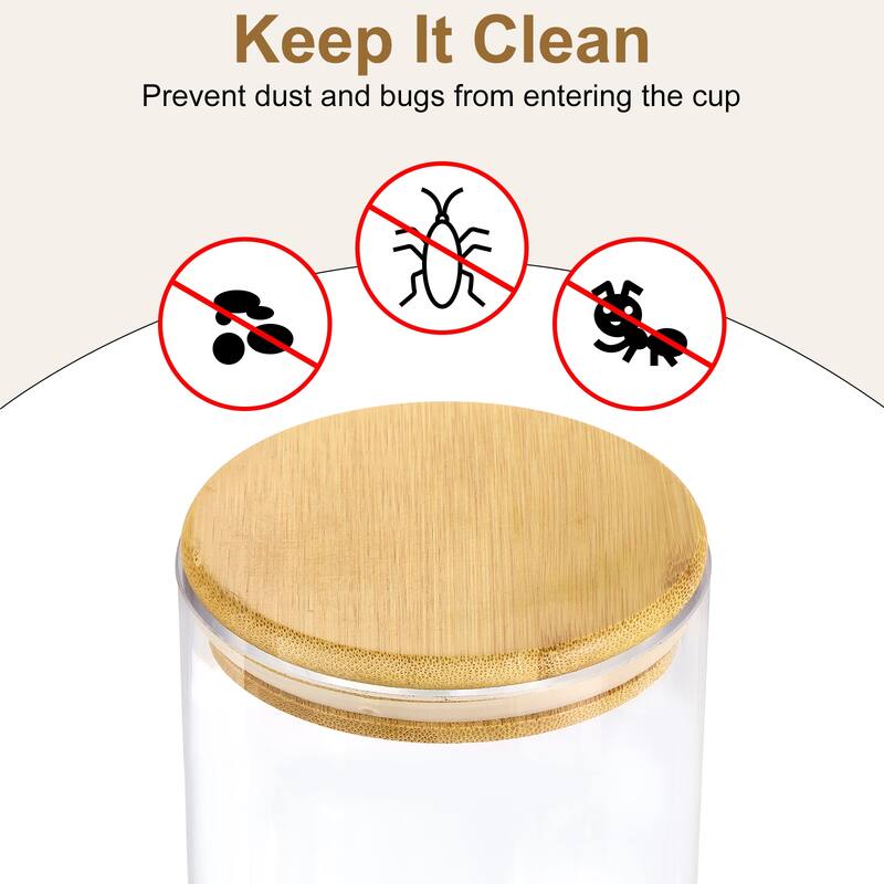 4Pcs Bamboo Lids with Silicone Sealing Rings, Wooden Mason Jar Lids