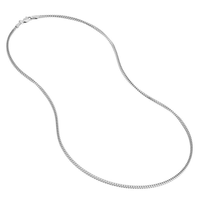 Curata 925 Sterling Silver Rhodium 1.45mm Round Franco Chain Necklace (Lobster)