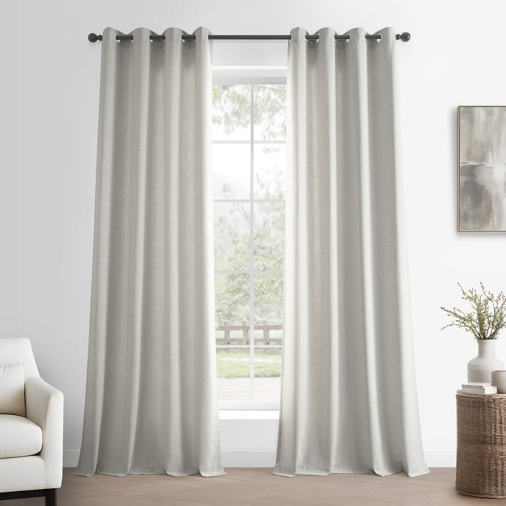 Exclusive Fabrics Basic Faux Linen Curtain Pair - 2 Panels - Light Filtering Grommet Curtains