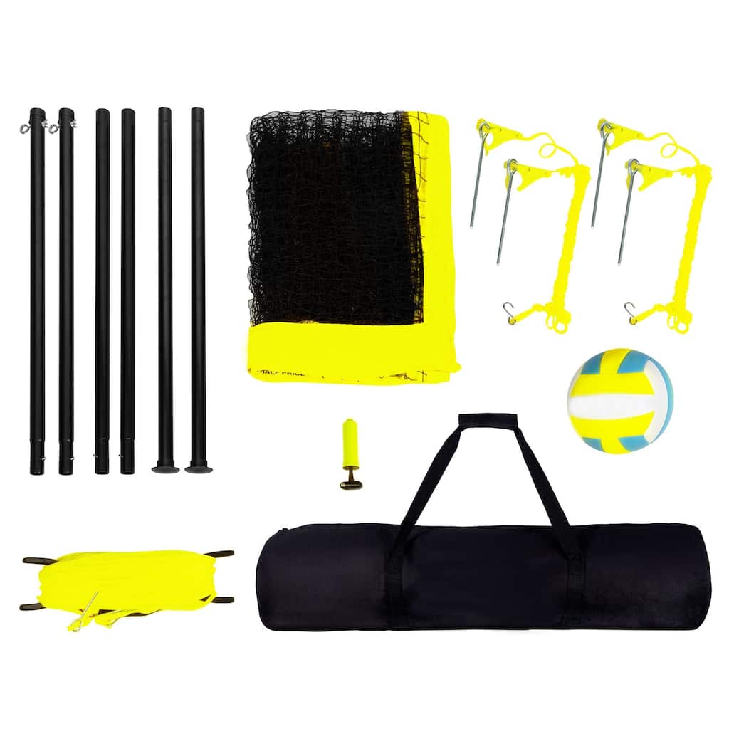 Outdoor Portable Volleyball Net System for Backyard, Beach, Lawn - Steel pole 1.25 inches 32*3 feet