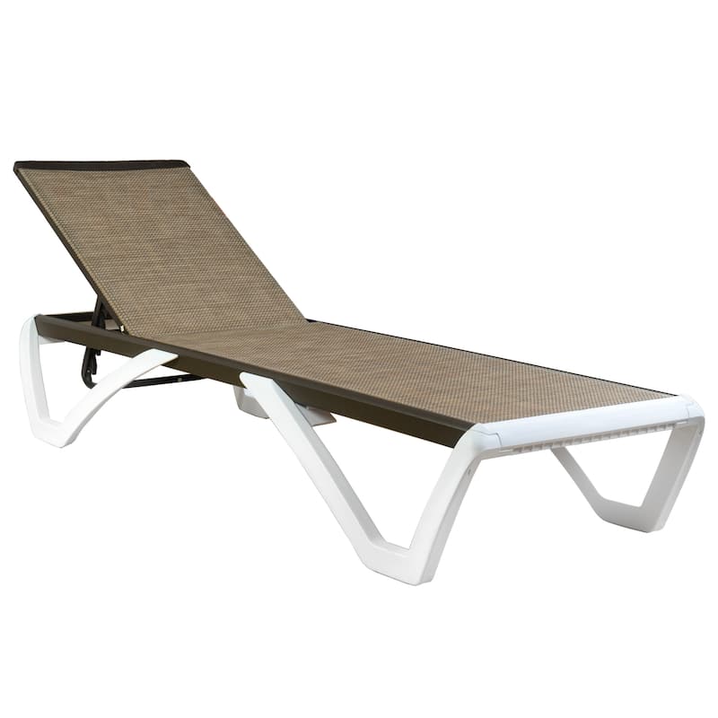 Kozyard Alan Full Flat Aluminum and Polypropylene Resin Legs Patio Reclining Adjustable Chaise Lounge - Beige