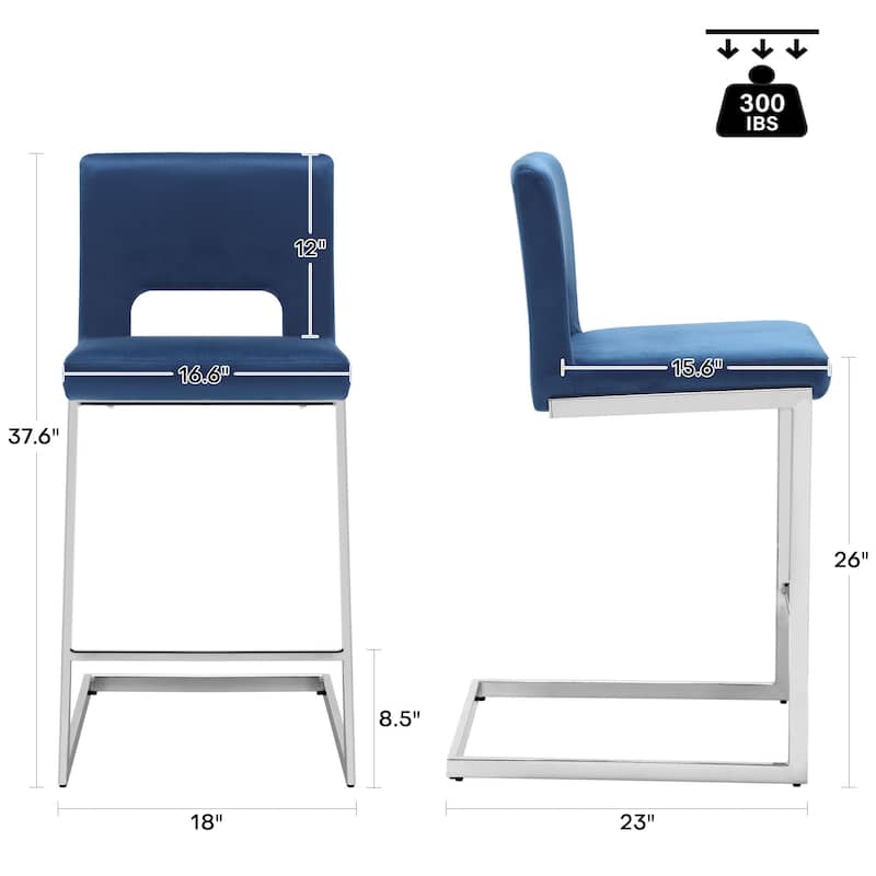 26" Counter Height Bar Stools Set of 2/3 with Metal Frame - 18"W x 23"D x 37.6"H