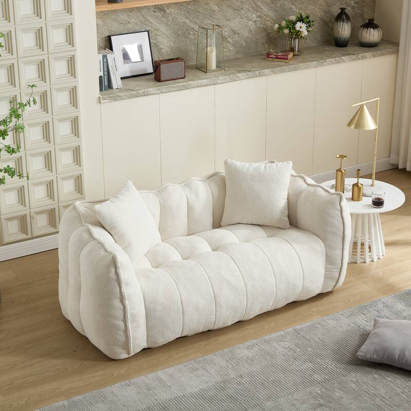Soft beanbag chair with high resilience foam core for two people - Beige