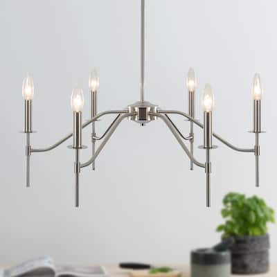 6 - Light 26.7" Wide Dimmable Classic Farmhouse Candle Chandelier - N/A