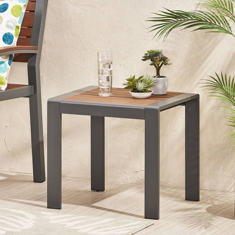 Davos Outdoor Aluminum Outdoor Side Table by Christopher Knight Home