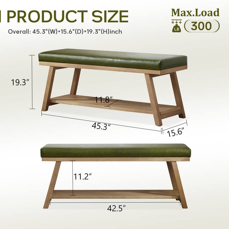 Solid Wood Shoe Bench with Cushion Entryway Shoe Bench