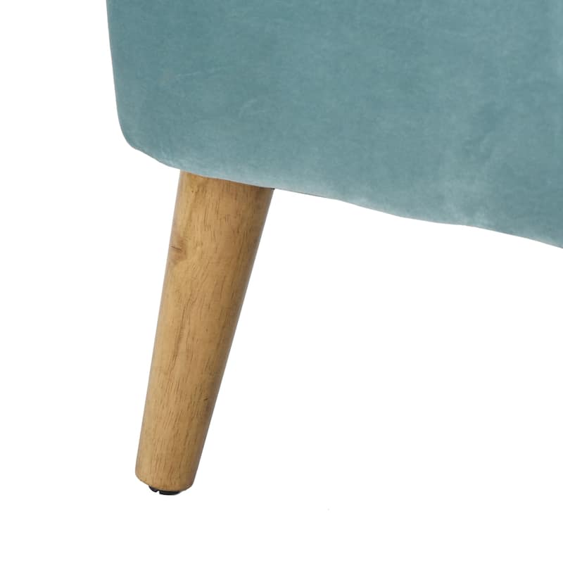 Roomfitters Modern Velvet Accent Chair, Upholstered Barrel Chair with Wooden Legs