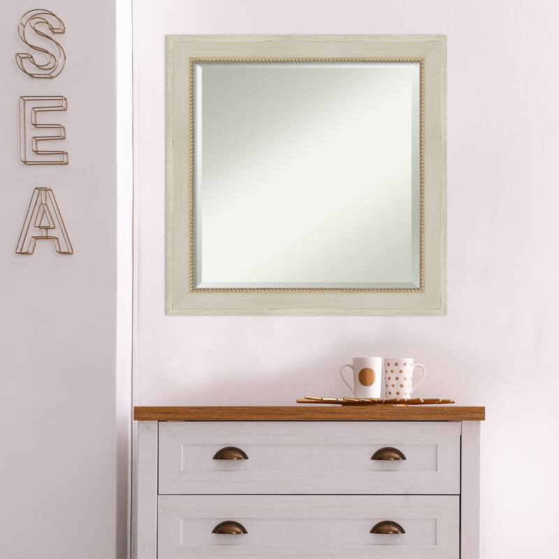 Beveled Wood Wall Mirror - Parthenon Cream Frame - Parthenon Cream
