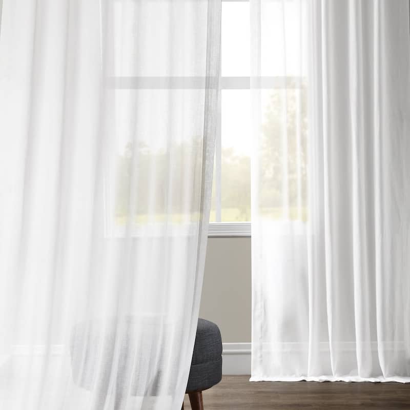 Exclusive Fabrics White Orchid Faux Linen Sheer Curtain (1 Panel)