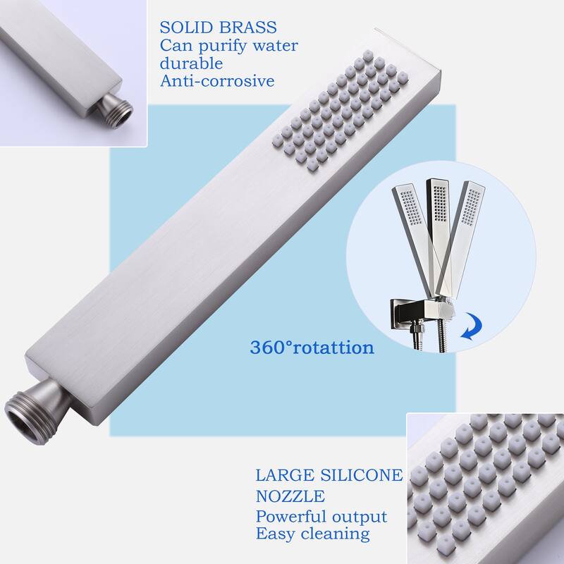 Luxury Ceiling Mounted 9-color LED 4-Way Complete Rain and Spray Shower System with 6 Body Jets and Showerhead