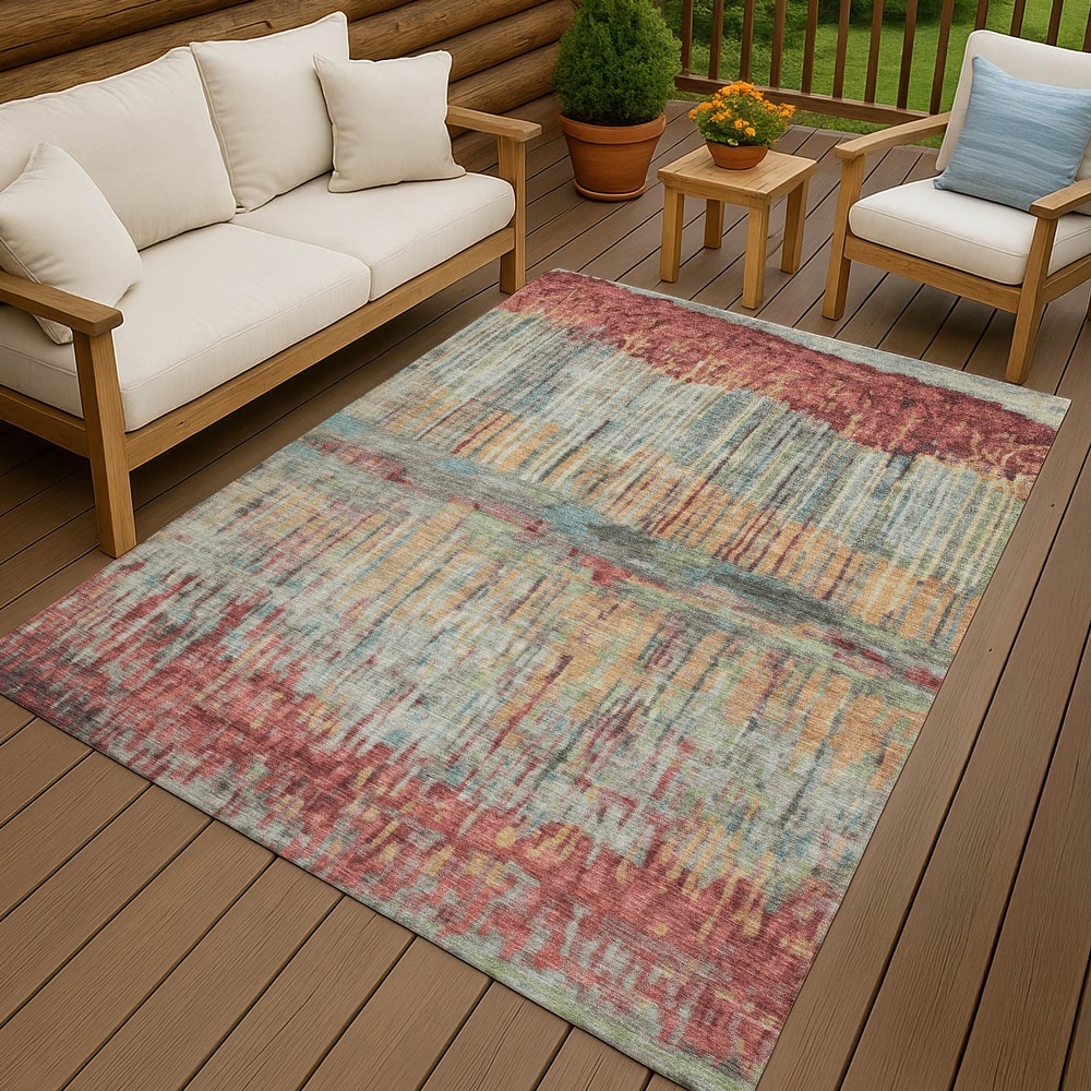 Machine Washable Indoor/ Outdoor Modern Ombre Chantille Rug