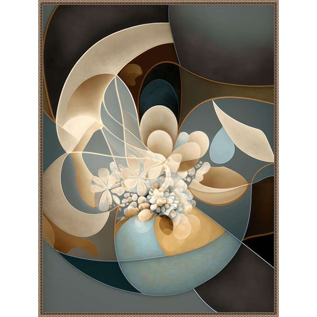 Botanical Fractals by Bella Eve Framed Canvas Wall Art Print - Sylvie Beaded Gold