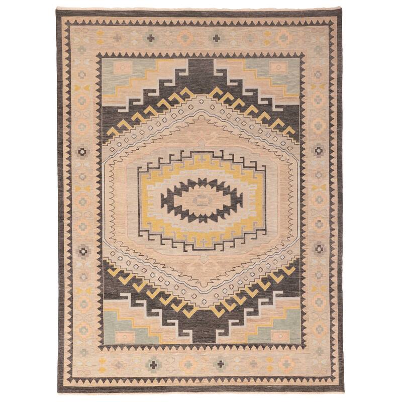 ECARPETGALLERY Hand-knotted Modern Oushak Taupe Wool Rug - 8'10 x 11'10