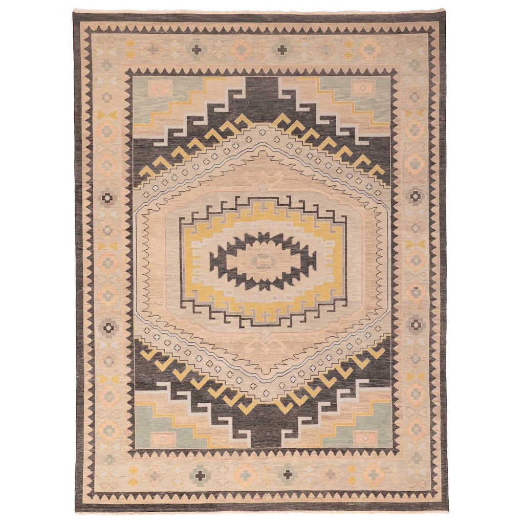 ECARPETGALLERY Hand-knotted Modern Oushak Taupe Wool Rug - 8'10 x 11'10