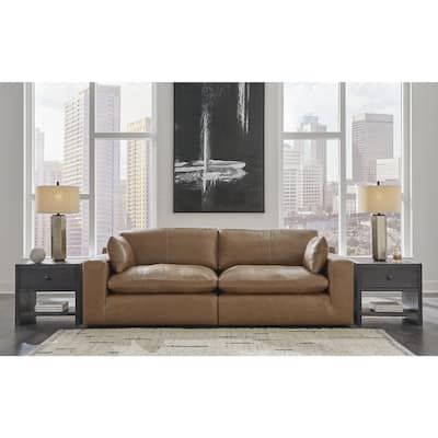 Signature Design by Ashley Emilia Caramel 2-Piece Loveseat - 98"W x 41"D x 36"H