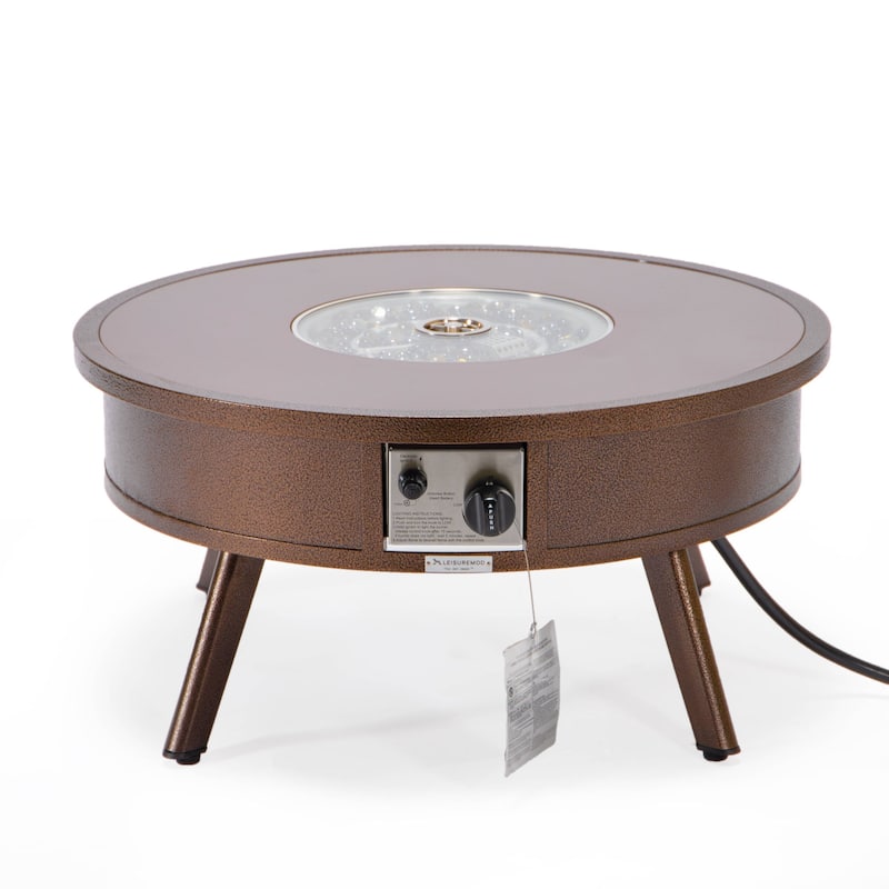 Leisuremod Walbrooke Modern Outdoor Patio Round Fire Pit Table for Porch Backyard Deck - 29