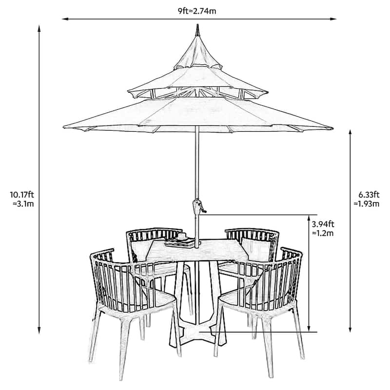 Maypex 9-foot Pagoda Market Umbrella