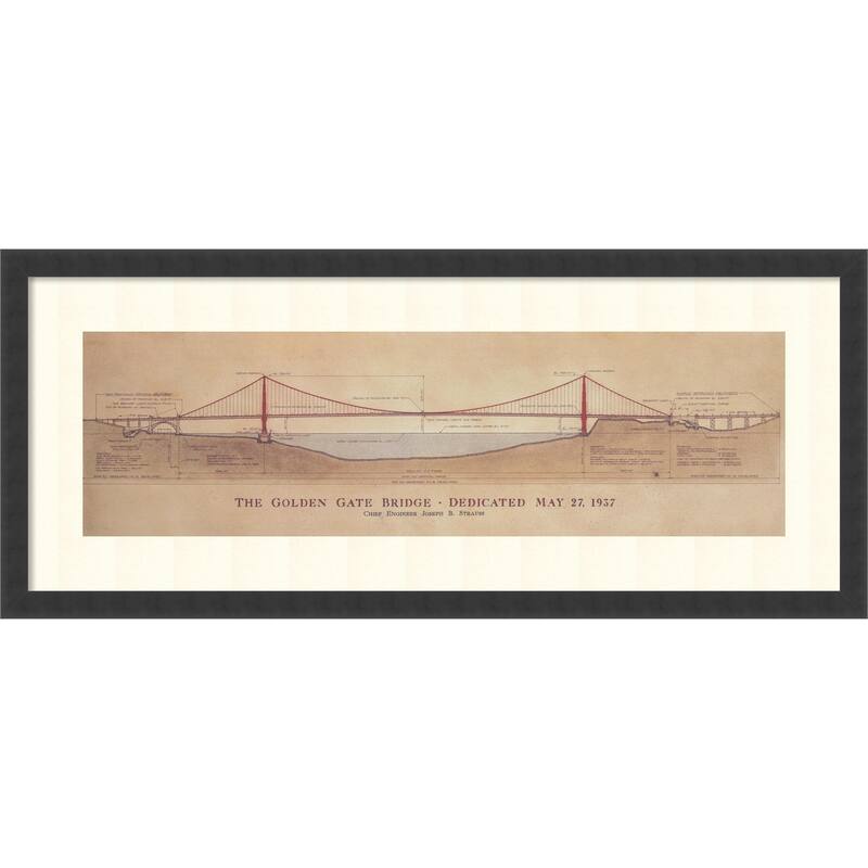 Framed Art Print 'Golden Gate Bridge' by Craig S. Holmes 40 x 17-inch - Wood - Black