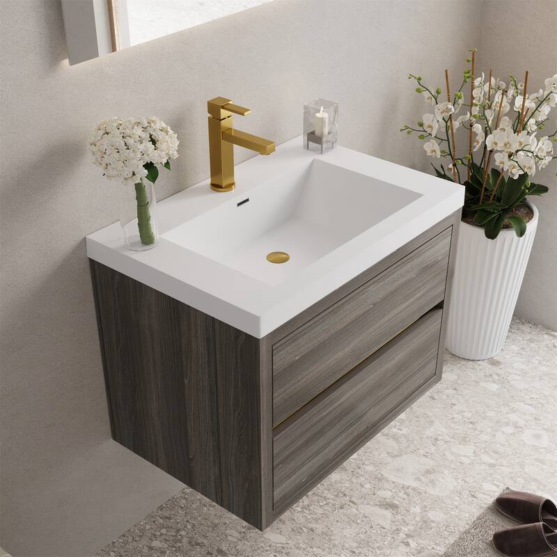 30" Wall Mounted Bathroom Vanity with Sink and Soft Close Drawers