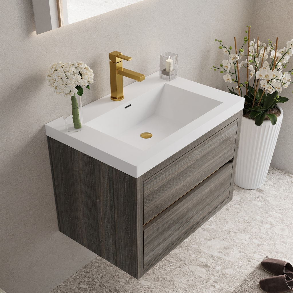 30" Wall Mounted Bathroom Vanity with Sink and Soft Close Drawers
