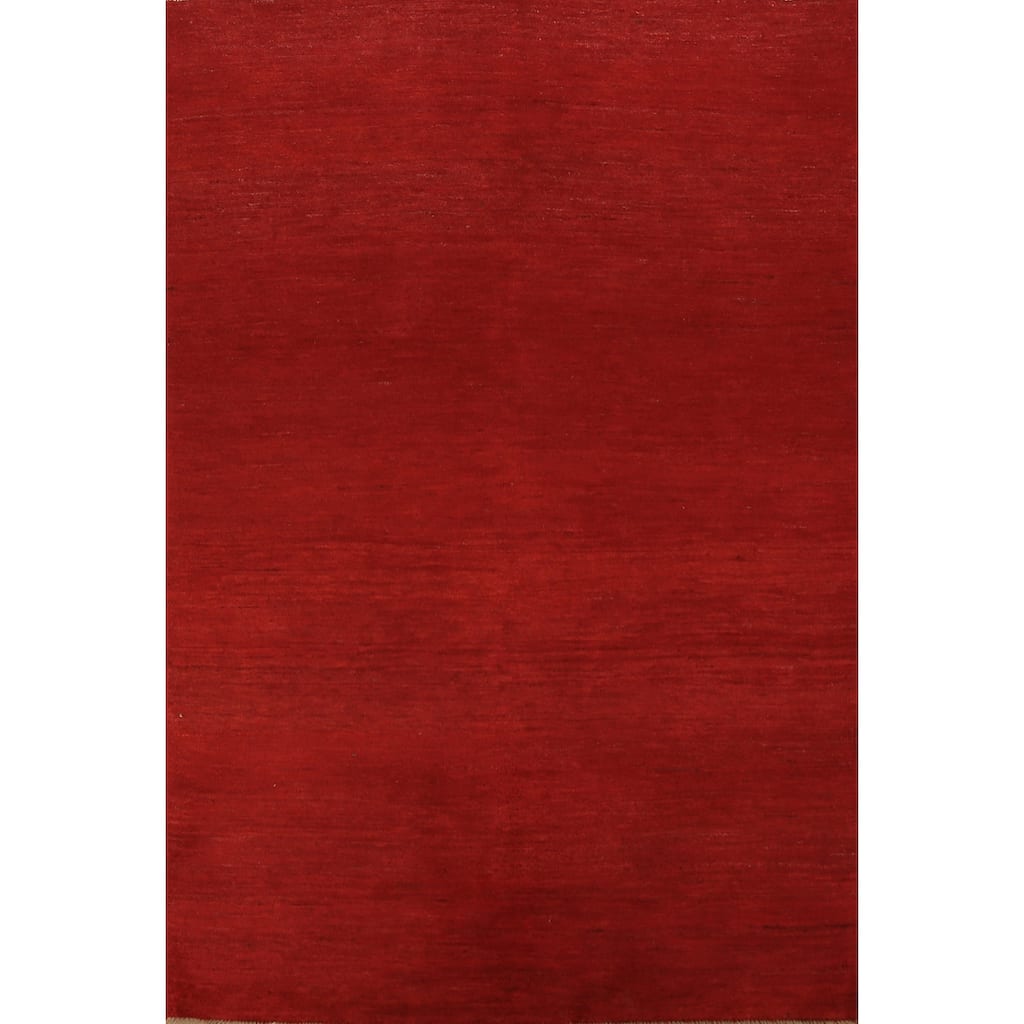 Red Gabbeh Modern Rug Hand-Knotted Wool Carpet - 3'10" x 5'10"