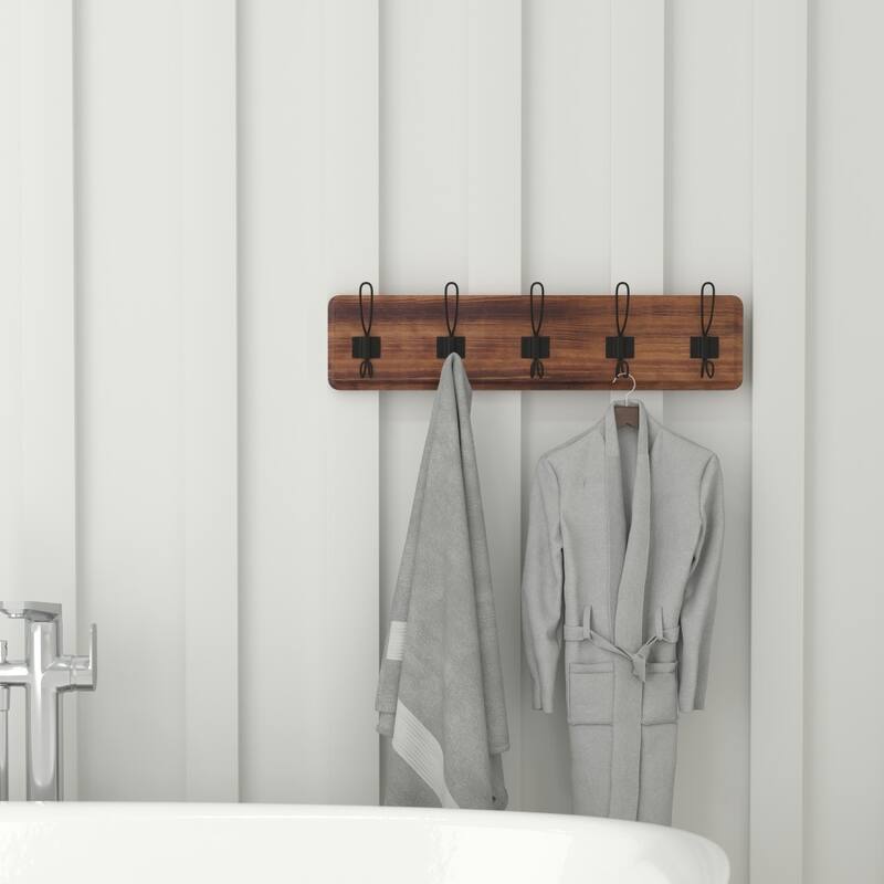 Wall Mounted Storage Rack with Upper Shelf and Storage Hooks