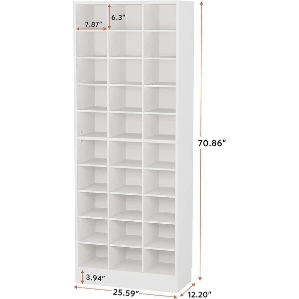 10-tier Tall Shoe Rack with 30 Cubbies for Closet Entryway Living