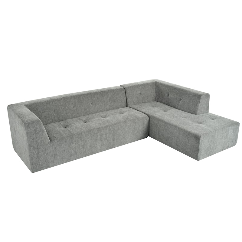112"x74" Modular Sofa Set, Light Gray Chenille, Easy Assembly