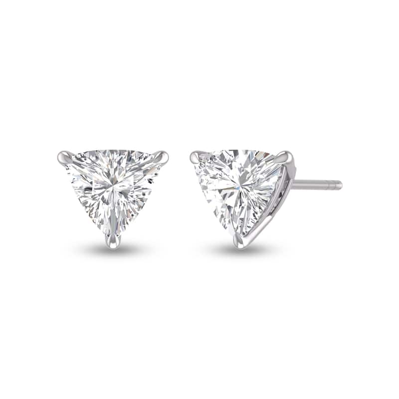 Marquee Lab Grown 1/2 Carat Trillion Shaped Solitaire Diamond Earrings in 14K White Gold