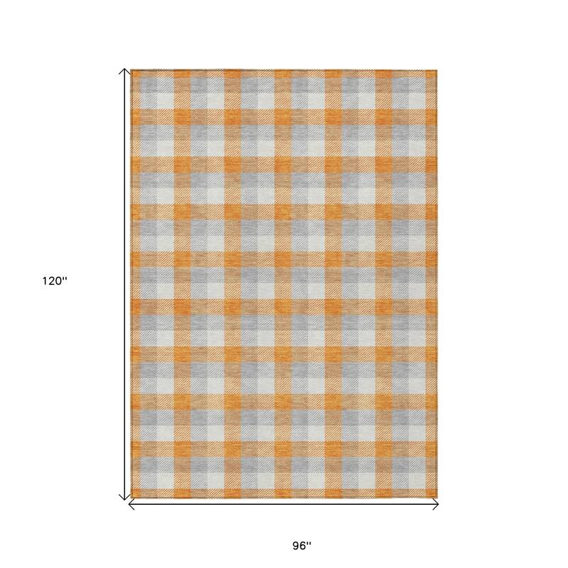 HomeRoots Plaid Transitional Rectangle Outdoor Rug
