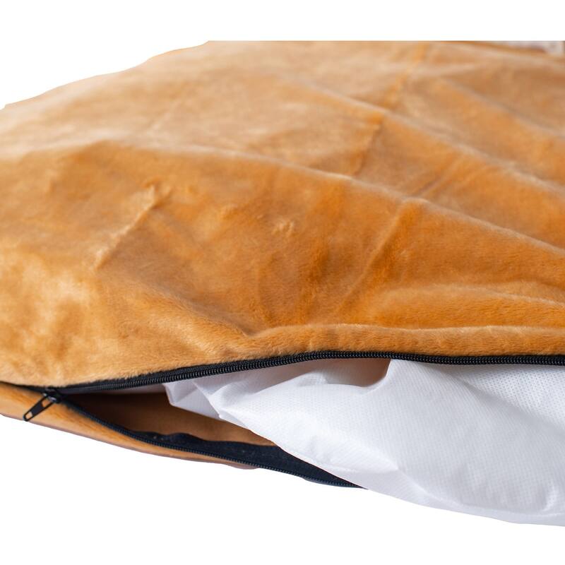 Bolstered Pet Bed and Mat, ultra-soft Dog Bed, Brown